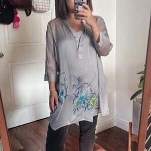 Soft Surrounding 100% Silk Tunic Blouse. Size M